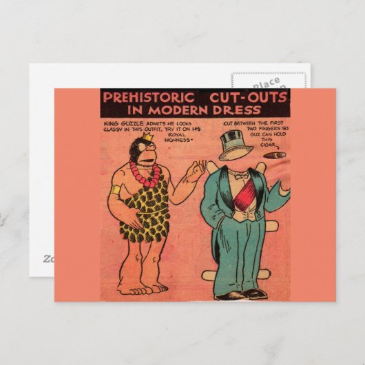 1930s strips grot man papier pop Koning Guzzle Briefkaart (Voorkant / Achterkant)
