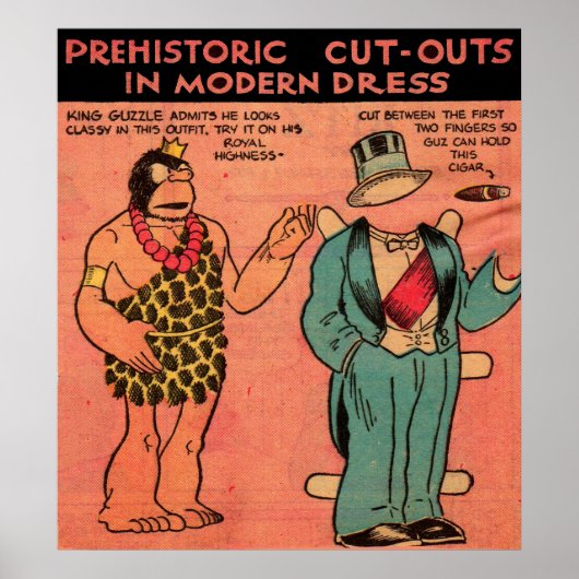 1930s strips grot man papier pop Koning Guzzle Poster (Voorkant)