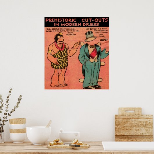 1930s strips grot man papier pop Koning Guzzle Poster (Keuken)