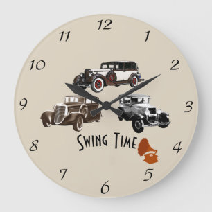 1930s Style Vintage Cars Clock Grote Klok