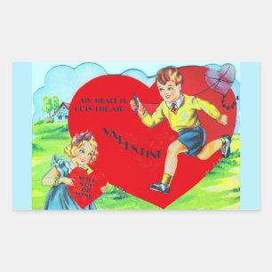 1930s Valentijn mijn hart ligt in de lucht Rechthoekige Sticker