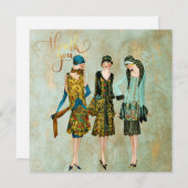  1930's Vrouwen Dank u Feestdagenkaart (Voorkant / Achterkant)