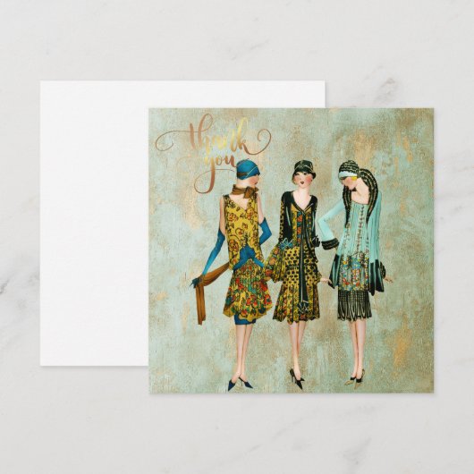  1930's Vrouwen Dank u Feestdagenkaart (Voorkant / Achterkant)