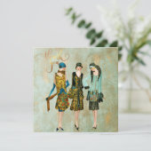  1930's Vrouwen Dank u Feestdagenkaart (Staand voorkant)