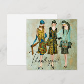  1930's Vrouwen Dank u Feestdagenkaart (Voorkant / Achterkant)