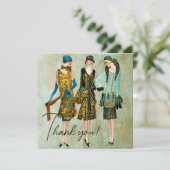  1930's Vrouwen Dank u Feestdagenkaart (Staand voorkant)
