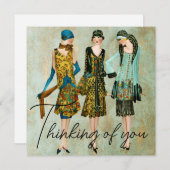 1930's Vrouwen Denken aan jou Feestdagenkaart (Voorkant / Achterkant)