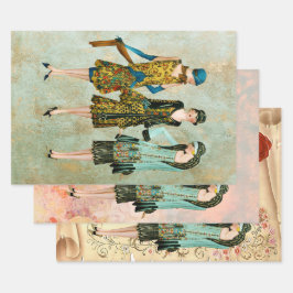 1930's Vrouwen Shabby Chic Achtergronden Inpakpapier Vel