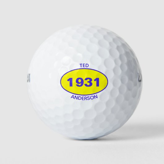 1931 90e verjaardag Gele naam Elk jaar Golfvallen Golfballen (Voorkant)