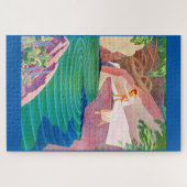 1931 art deco vrouw van een vijver legpuzzel (Horizontaal)