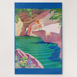 1931 art deco vrouw van een vijver legpuzzel