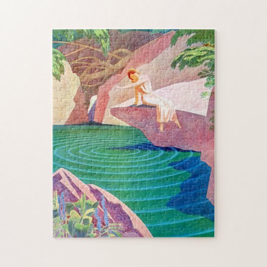 1931 art deco vrouw van een vijver legpuzzel (Verticaal)