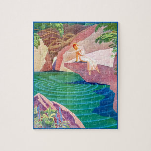 1931 art deco vrouw van een vijver legpuzzel