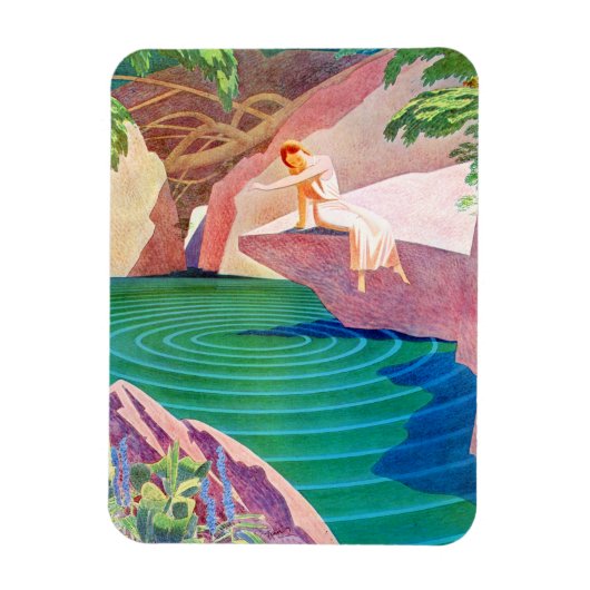 1931 art deco vrouw van een vijver magneet (Verticaal)