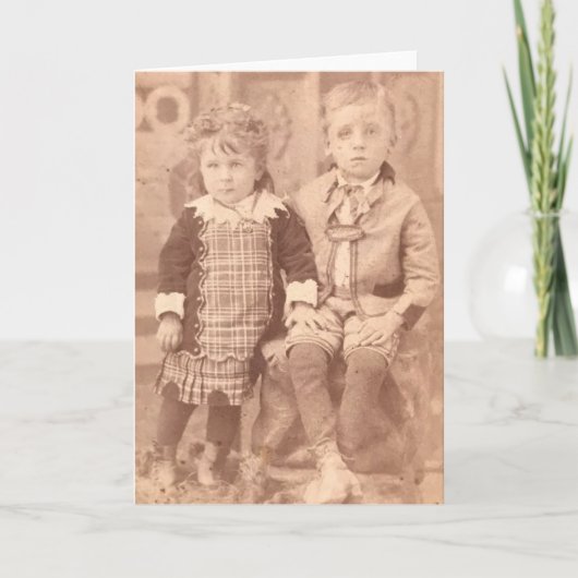 1931 - Broer en Zuster Kinder Feestdagen Kaart (Voorkant)