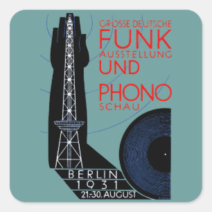 1931 Duitse radio- en muziekuitzending Vierkante Sticker