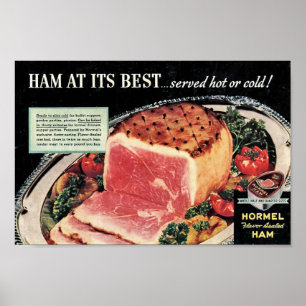 1931 HORMEL-aroma, verzegeld, ingeblikt Ham Ad Poster