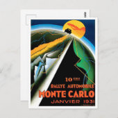 1931 Monte Carlo, vintage Briefkaart voor races (Voorkant / Achterkant)