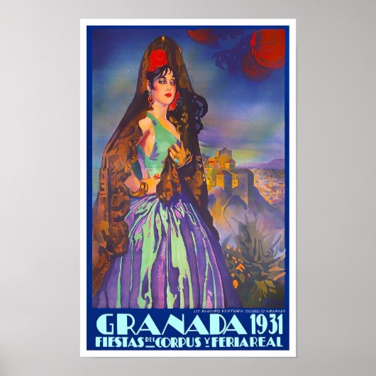 1931 poster van het jaarabonnement Feria de Granad (Voorkant)