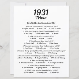 1931 Trivia spel | 94e verjaardag partij spel