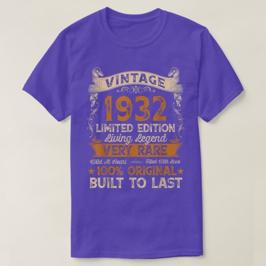 1932 90e verjaardag Gift 90 jaar oude grens T-shirt (Design voorkant)