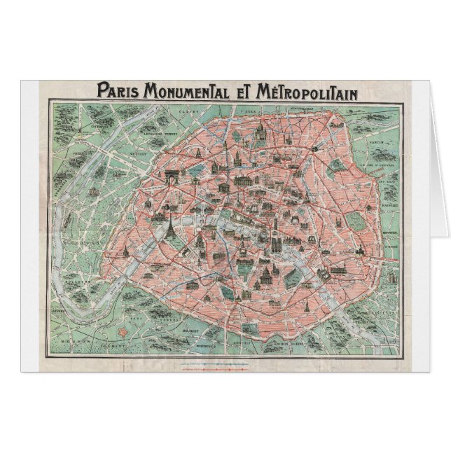 1932 Art Deco Map of Paris, Frankrijk (Voorkant Horizontaal)
