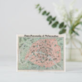 1932 Art Deco Map of Paris, Frankrijk Briefkaart (Staand voorkant)