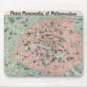 1932 Art Deco Map of Paris, Frankrijk Muismat (Voorkant)