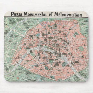 1932 Art Deco Map of Paris, Frankrijk Muismat