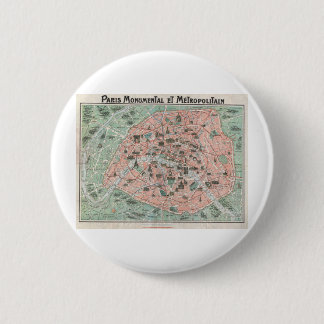1932 Art Deco Map of Paris, Frankrijk Ronde Button 5,7 Cm