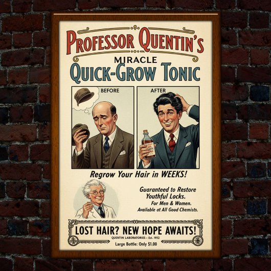 1932  haar Quick-Grow Tonic Adverteren Poster