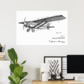1932 kunsttekening van vliegtuigpatenten poster (Thuiskantoor)