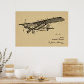 1932  kunsttekening van vliegtuigpatenten poster (Keuken)
