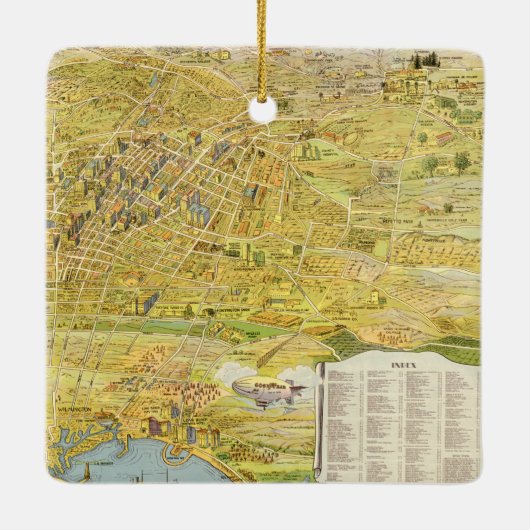 1932 Los Angeles Restaurated Kaart Kerstmis Keramisch Ornament (Achterkant)