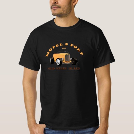 1932 Model B Hotrod. Oranje Hotrod. Geel 32. T-shirt (Voorkant)