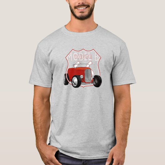 1932 Model B Hotrod. Red Hotrod. Route 66. T-shirt (Voorkant)