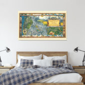 1932 Oregon Trail Gerestaureerd Extra Grote Kaart Canvas Afdruk (Insitu (Slaapkamer))
