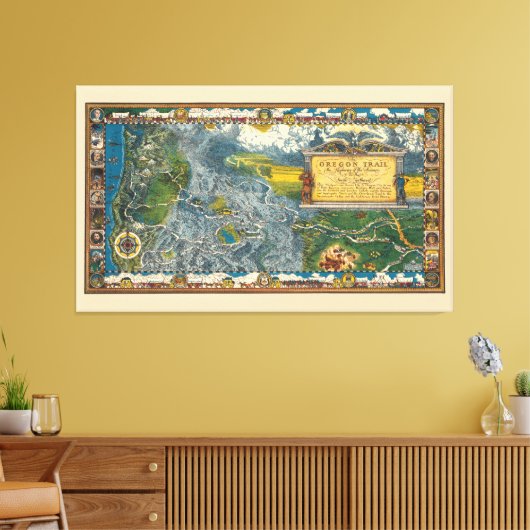 1932 Oregon Trail Gerestaureerd Extra Grote Kaart Canvas Afdruk (Insitu (Woonkamer))