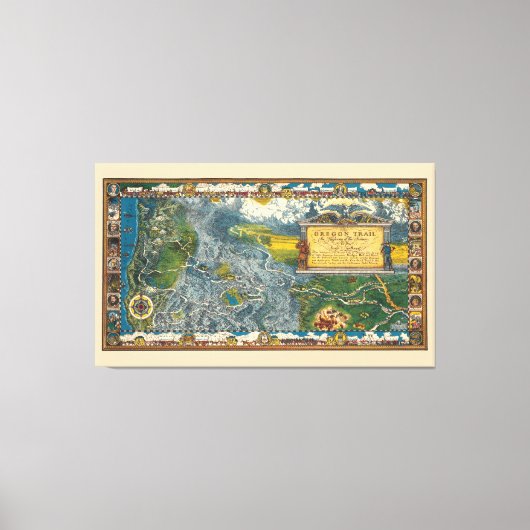1932 Oregon Trail Gerestaureerd Extra Grote Kaart Canvas Afdruk (Voorkant)