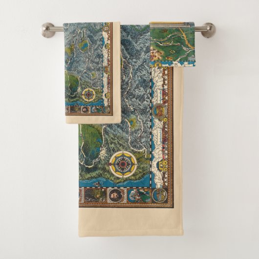 1932 Oregon Trail Gerestaureerde kaart Bad Handdoek (Insitu)