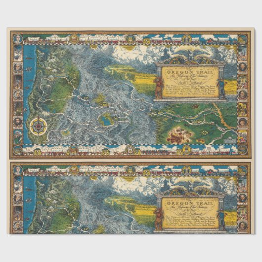  1932 Oregon Trail Gerestaureerde kaart Cadeaupapier (Vlak)
