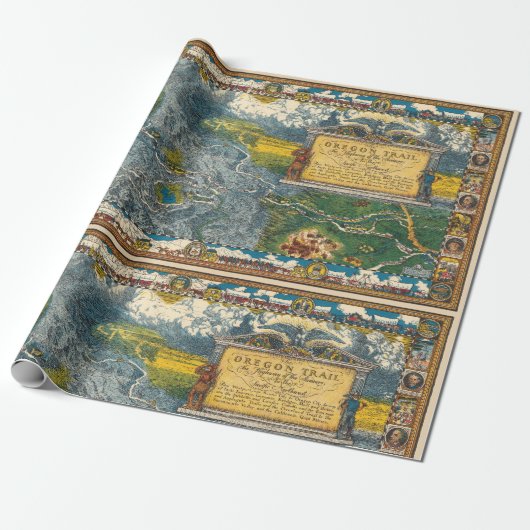  1932 Oregon Trail Gerestaureerde kaart Cadeaupapier (Uitgerold)