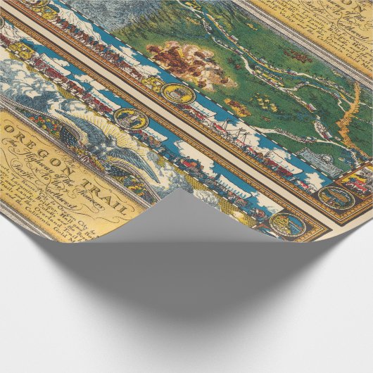  1932 Oregon Trail Gerestaureerde kaart Cadeaupapier (Hoek)