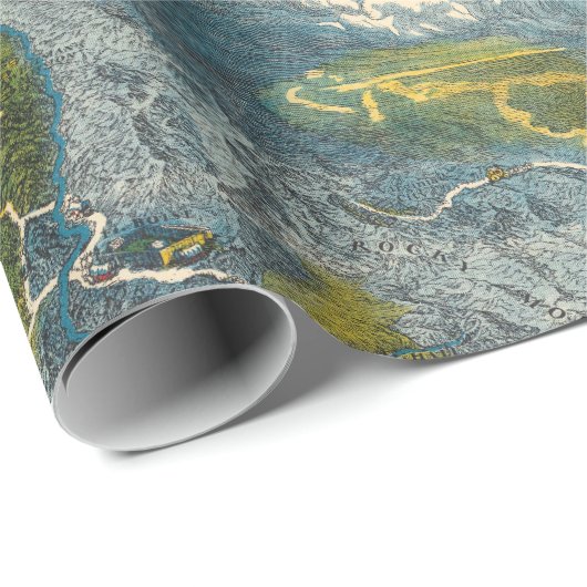  1932 Oregon Trail Gerestaureerde kaart Cadeaupapier (Rol Hoek)