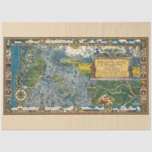 1932 Oregon Trail Gerestaureerde Kaart Decoupage Tissuepapier