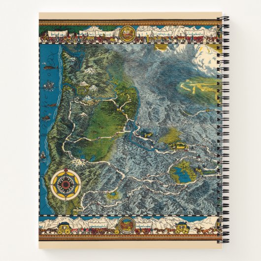 1932 Oregon Trail Gerestaureerde kaart Notitieboek (Achterkant)