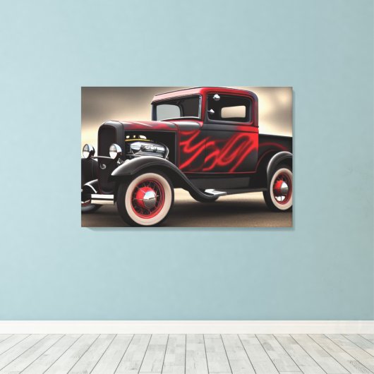 1932 Pickup Truck Classic Car Canvas Print (Insitu (Houten vloer))