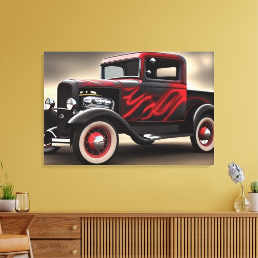 1932 Pickup Truck Classic Car Canvas Print (Insitu (Woonkamer))