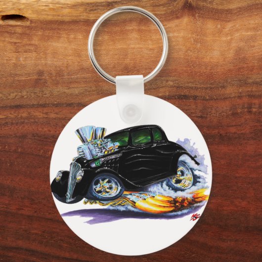 1933-36 Willys Black Car Sleutelhanger (Voorkant)