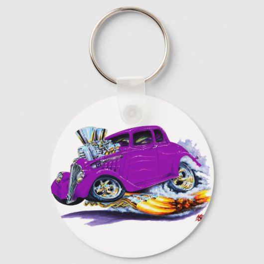 1933-36 Willys Paarse auto Sleutelhanger (Voorkant)